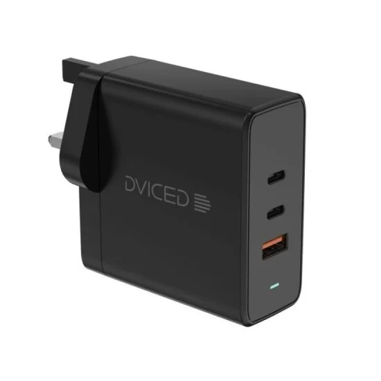 Dviced Wall charger 65W GaN 2 USB-C 1 USB-A UK black